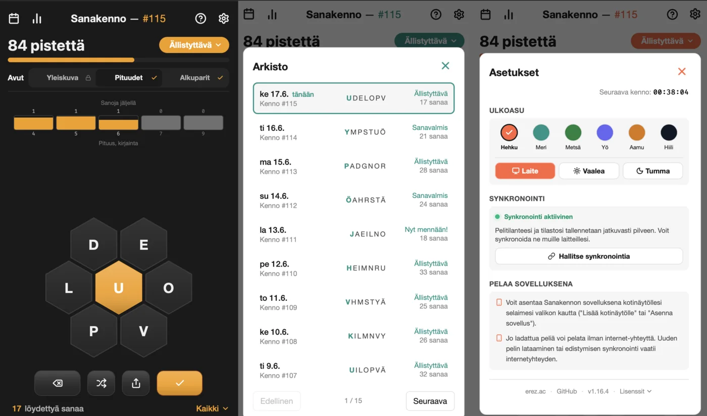 Sanakenno.fi · app screenshot